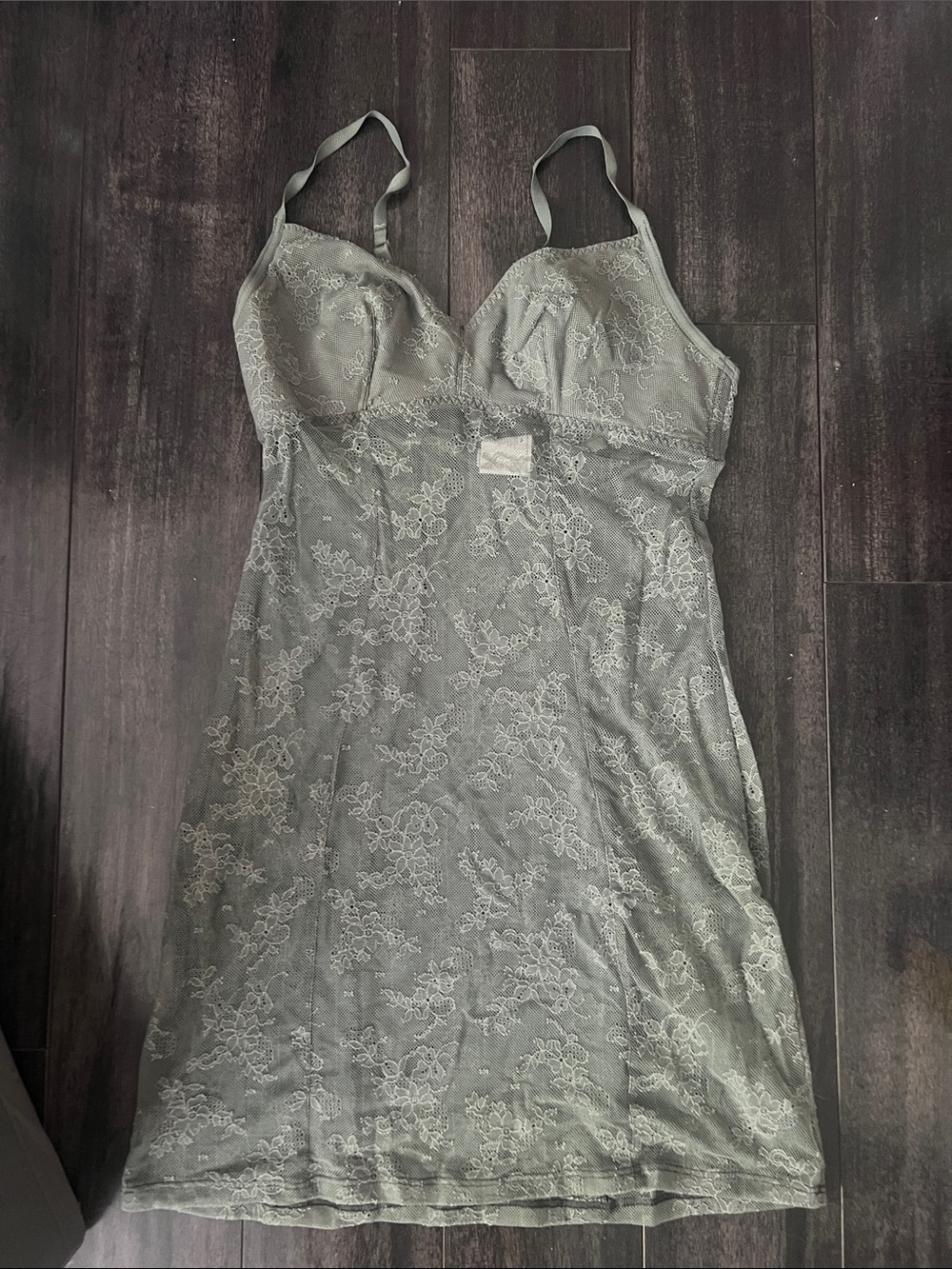 Lace Slip Dress in Sage Green - Picture 2 of 5